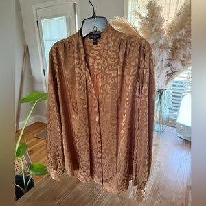 Express Women's Tan Animal Print Blouse
